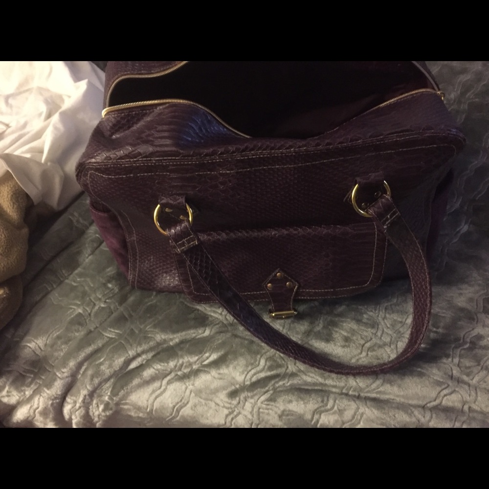 Purple Embossed Overnight Duffel Bag